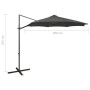 Cantilever parasol with pole and anthracite gray LED lights 300 cm by vidaXL, Umbrellas - Ref: Foro24-312338, Price: 87,93 €,...