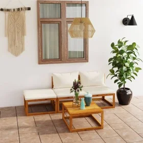 Garden furniture 4 pcs cream cushions solid acacia wood by vidaXL, Garden sets - Ref: Foro24-3057658, Price: 369,07 €, Discou...