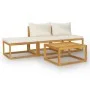 Muebles de jardín 4 pzas cojines crema madera maciza de acacia de vidaXL, Conjuntos de jardín - Ref: Foro24-3057658, Precio: ...