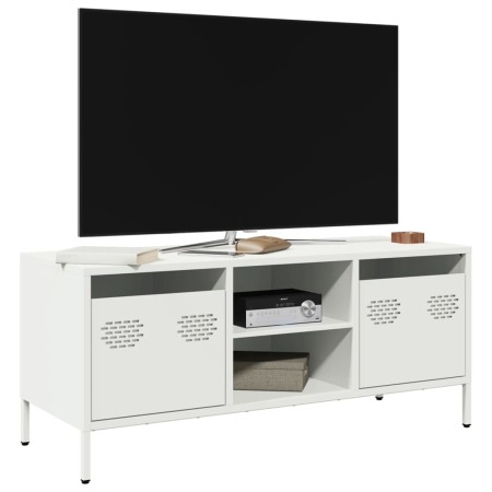 Mueble para TV acero laminado en frío blanco 101,5x39x43,5 cm de , Muebles TV - Ref: Foro24-851303, Precio: 89,15 €, Descuent...