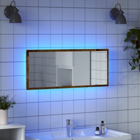 Espejo de baño LED madera ingeniería envejecida 100x8,5x37 cm de , Tocadores de baño - Ref: Foro24-856275, Precio: 56,68 €, D...