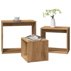 Mesas apilables 3 pzas madera contrachapada color roble artisan by , Side tables - Ref: Foro24-856675, Price: 64,12 €, Discou...
