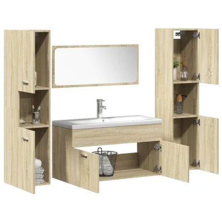 Juego de muebles de baño 5 pzas madera ingeniería roble Sonoma by , Bathroom furniture - Ref: Foro24-3325012, Price: 326,11 €...