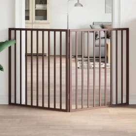 Puerta para perros plegable 2 paneles madera álamo marrón 160cm by , Dog kennels and fences - Ref: Foro24-352202, Price: 51,0...