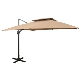 Cantilever umbrella with double roof taupe gray 300x300 cm by vidaXL, Umbrellas - Ref: Foro24-312374, Price: 283,62 €, Discou...
