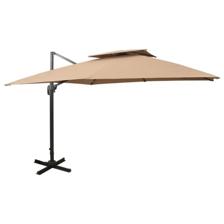 Sombrilla voladiza con doble techo gris taupe 300x300 cm de vidaXL, Sombrillas - Ref: Foro24-312374, Precio: 279,04 €, Descue...
