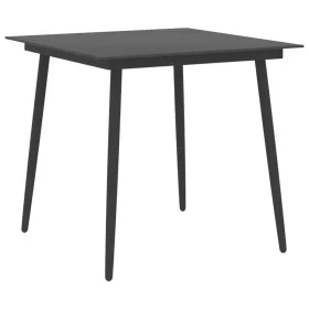 Garden dining table made of black steel and glass, 80x80x74 cm. by vidaXL, Garden tables - Ref: Foro24-313114, Price: 121,31 ...