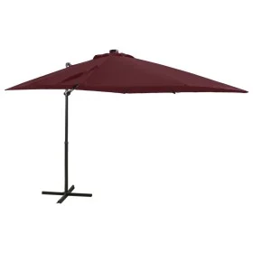 Cantilever umbrella with pole and LED lights burgundy 250 cm by vidaXL, Umbrellas - Ref: Foro24-312326, Price: 113,58 €, Disc...