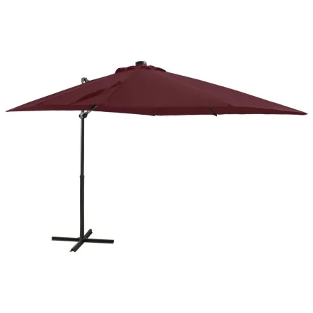 Cantilever umbrella with pole and LED lights burgundy 250 cm by vidaXL, Umbrellas - Ref: Foro24-312326, Price: 113,58 €, Disc...
