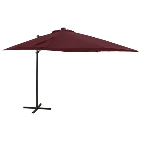 Sombrilla voladiza con poste y luces LED burdeos 250 cm de vidaXL, Sombrillas - Ref: Foro24-312326, Precio: 114,56 €, Descuen...