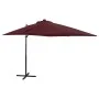 Cantilever umbrella with pole and LED lights burgundy 250 cm by vidaXL, Umbrellas - Ref: Foro24-312326, Price: 113,58 €, Disc...
