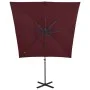 Cantilever umbrella with pole and LED lights burgundy 250 cm by vidaXL, Umbrellas - Ref: Foro24-312326, Price: 113,58 €, Disc...