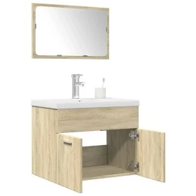 Set de muebles de baño 3 pzas madera contrachapada roble Sonoma de , Muebles de baño - Ref: Foro24-3324987, Precio: 169,32 €,...