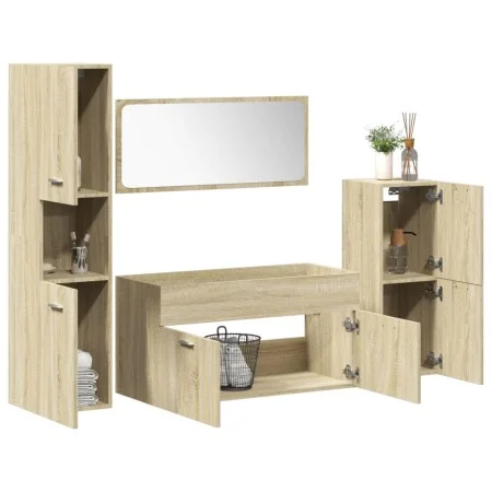 Juego de muebles de baño 4 pzas contrachapada roble Sonoma by , Bathroom furniture - Ref: Foro24-3324991, Price: 150,51 €, Di...
