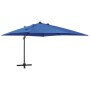 Cantilever umbrella with pole and light blue LED lights 300 cm by vidaXL, Umbrellas - Ref: Foro24-312349, Price: 147,87 €, Di...