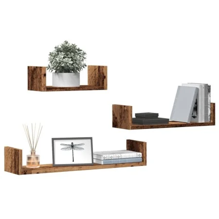 Estantes de pared 3 uds madera de ingeniería madera envejecida by , Shelves and shelves - Ref: Foro24-855792, Price: 22,87 €,...