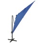 Cantilever umbrella with pole and light blue LED lights 300 cm by vidaXL, Umbrellas - Ref: Foro24-312349, Price: 147,87 €, Di...
