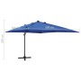 Sombrilla voladiza con poste y luces LED azul celeste 300 cm de vidaXL, Sombrillas - Ref: Foro24-312349, Precio: 147,87 €, De...
