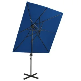 Cantilever parasol with double cover azure blue 250x250 cm by vidaXL, Umbrellas - Ref: Foro24-312365, Price: 135,69 €, Discou...