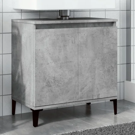 Armario de lavabo madera contrachapada gris hormigón 58x33x60cm de , Tocadores de baño - Ref: Foro24-857116, Precio: 48,73 €,...