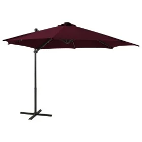 Cantilever parasol with pole and burgundy LED lights 300 cm by vidaXL, Umbrellas - Ref: Foro24-312334, Price: 188,08 €, Disco...