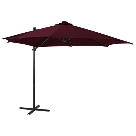 Cantilever parasol with pole and burgundy LED lights 300 cm by vidaXL, Umbrellas - Ref: Foro24-312334, Price: 188,08 €, Disco...