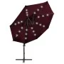 Cantilever parasol with pole and burgundy LED lights 300 cm by vidaXL, Umbrellas - Ref: Foro24-312334, Price: 188,08 €, Disco...