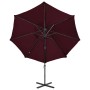 Cantilever parasol with pole and burgundy LED lights 300 cm by vidaXL, Umbrellas - Ref: Foro24-312334, Price: 191,20 €, Disco...