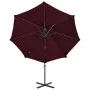 Cantilever parasol with pole and burgundy LED lights 300 cm by vidaXL, Umbrellas - Ref: Foro24-312334, Price: 188,08 €, Disco...