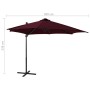 Cantilever parasol with pole and burgundy LED lights 300 cm by vidaXL, Umbrellas - Ref: Foro24-312334, Price: 191,20 €, Disco...