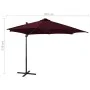 Cantilever parasol with pole and burgundy LED lights 300 cm by vidaXL, Umbrellas - Ref: Foro24-312334, Price: 188,08 €, Disco...