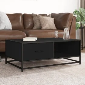 Mesa de centro de madera ingeniería y metal negro 90x57x35 cm de , Mesas de centro - Ref: Foro24-848754, Precio: 69,03 €, Des...