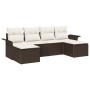 Conjunto de sofá de jardín con cojín 6 pcs Marrón Poliratán