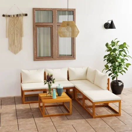 Gartenmöbel 6 Stück cremefarbene Kissen aus massivem Akazienholz von vidaXL, Gartensets - Ref: Foro24-3057654, Preis: 575,75 ...