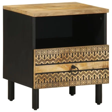 Mesita de noche madera maciza de mango rugosa negro 40x33x46 cm by , Nightstands - Ref: Foro24-4018634, Price: 54,46 €, Disco...