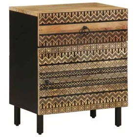 Mesita de noche madera maciza de mango rugosa negro 50x33x60 cm by , Nightstands - Ref: Foro24-4018636, Price: 68,86 €, Disco...
