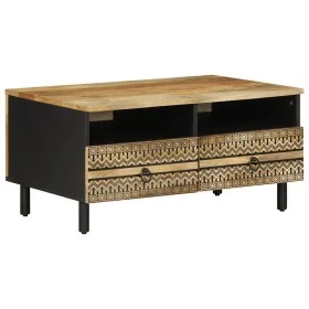 Mesa de centro madera maciza de mango rugosa negro 80x54x40 cm by , Coffee table - Ref: Foro24-4018641, Price: 101,01 €, Disc...