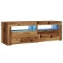 Mueble TV luces LED madera ingeniería envejecida 120x35x40 cm de , Muebles TV - Ref: Foro24-856313, Precio: 81,82 €, Descuent...