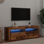 Mueble TV luces LED madera ingeniería envejecida 120x35x40 cm by , TV Furniture - Ref: Foro24-856313, Price: 76,54 €, Discoun...