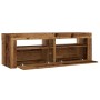 Mueble TV luces LED madera ingeniería envejecida 120x35x40 cm by , TV Furniture - Ref: Foro24-856313, Price: 76,54 €, Discoun...