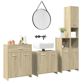 Juego de muebles de baño 4 pzas contrachapada roble Sonoma von , Badezimmermöbel - Ref: Foro24-3325044, Preis: 198,03 €, Raba...