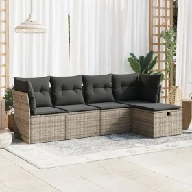 Juego de sofás jardín con cojines 5 pzas ratán sintético gris by , Garden sets - Ref: Foro24-3325266, Price: 294,72 €, Discou...