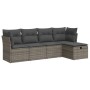 Juego de sofás jardín con cojines 5 pzas ratán sintético gris by , Garden sets - Ref: Foro24-3325266, Price: 303,14 €, Discou...