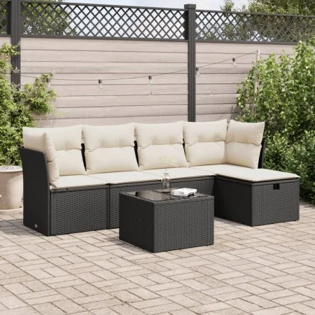 Set de sofás de jardín 6 piezas y cojines ratán sintético negro von , Gartensets - Ref: Foro24-3325272, Preis: 349,52 €, Raba...