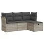 Set de sofás de jardín 4 pzas y cojines ratán sintético gris by , Garden sets - Ref: Foro24-3325258, Price: 285,63 €, Discoun...