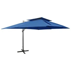 Cantilever umbrella with double light blue roof 400x300 cm by vidaXL, Umbrellas - Ref: Foro24-312379, Price: 288,59 €, Discou...