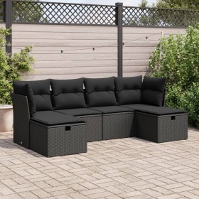 Set de sofás de jardín 6 piezas y cojines ratán sintético negro by , Garden sets - Ref: Foro24-3325321, Price: 389,93 €, Disc...