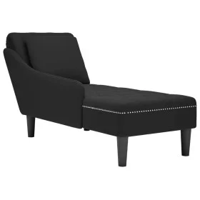 Tumbona con almohada y reposabrazo derecho terciopelo negro by , Daybeds - Ref: Foro24-4009777, Price: 121,06 €, Discount: %