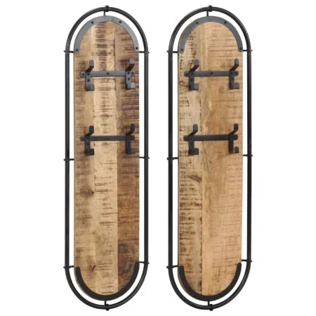 Percheros de pared 4 ganchos 2 uds madera maciza mango rugosa by , Hat and coat racks - Ref: Foro24-4013503, Price: 134,14 €,...