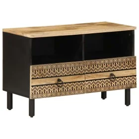 Mueble de TV madera maciza de mango rugosa negro 70x33,5x46 cm by , CD and DVD storage - Ref: Foro24-4018629, Price: 82,29 €,...